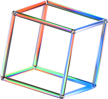 3D Glowing Glass Piped Cube